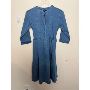 Bamboo Blue Chambray Denim Elastic Waist Dress Youth 16 NWT Cotton Blend